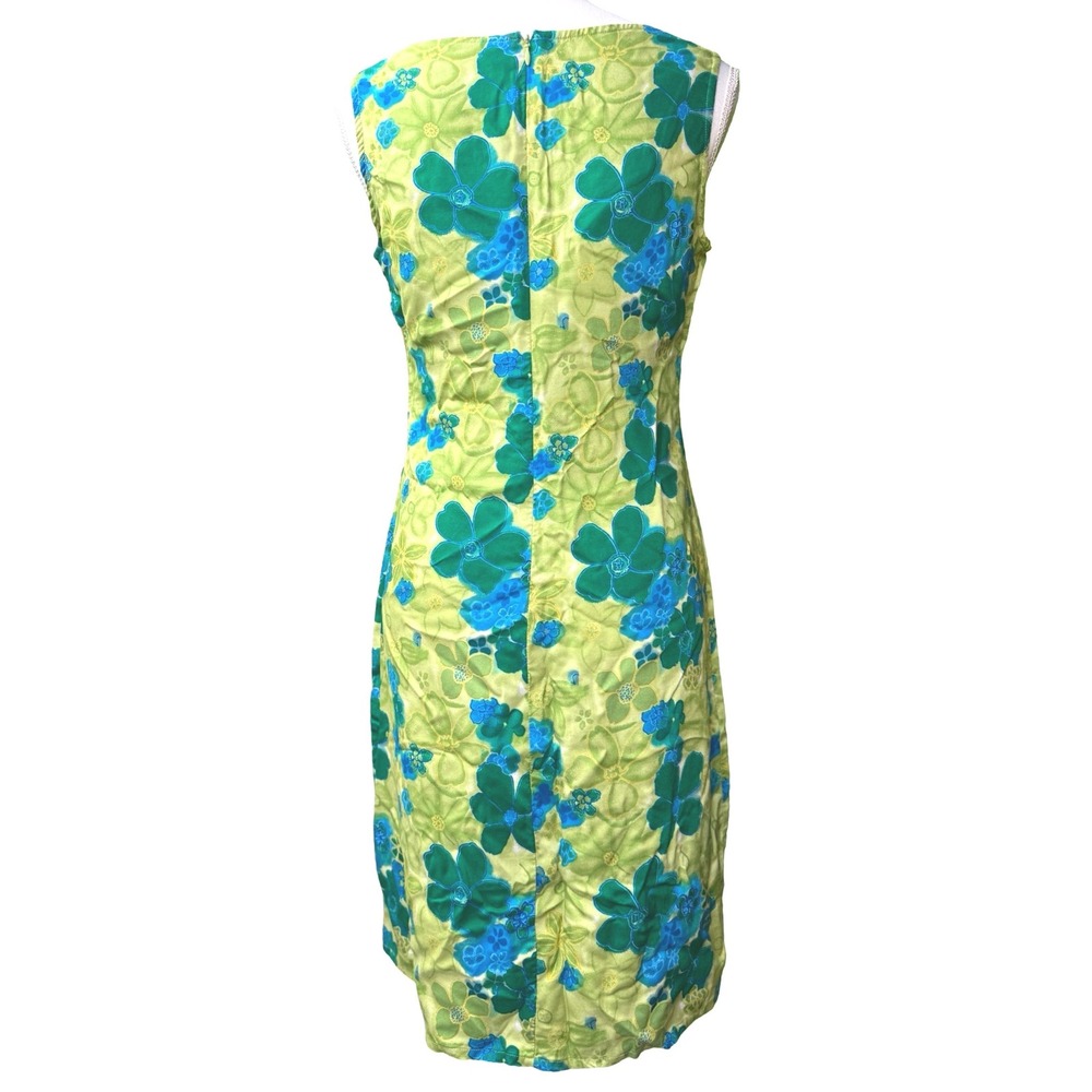 Vintage Expressions 90s Floral Hawaiian Shift Dress Womens 8 Rayon Midi - Picture 3 of 6